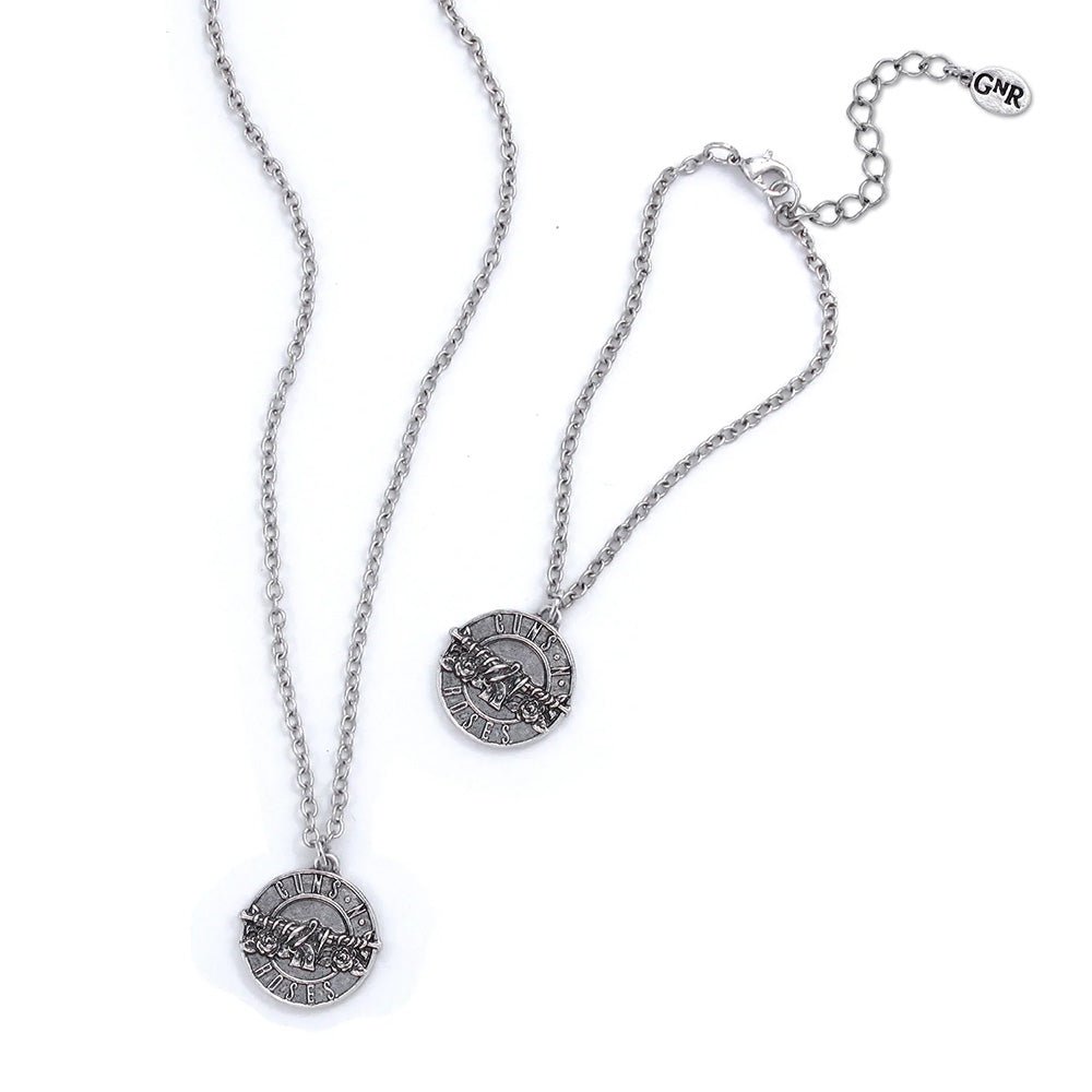 GUNS N ROSES - (デビュー 40周年 ) - Disc Logo Necklace & Bracelet Set